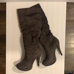 Dark Grey Suede Boots